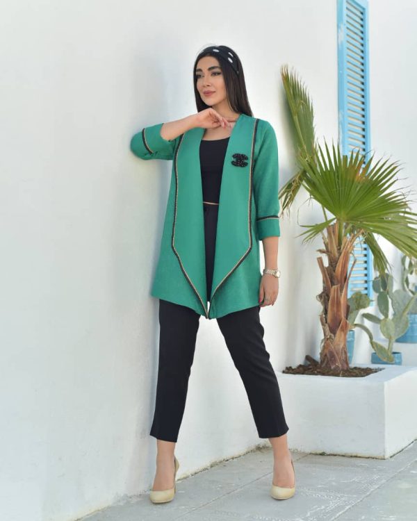 کت کتان لمه دار یقه آمریکایی - Image 3