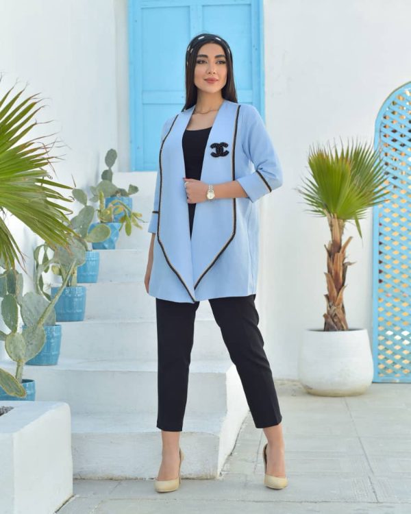 کت کتان لمه دار یقه آمریکایی - Image 4