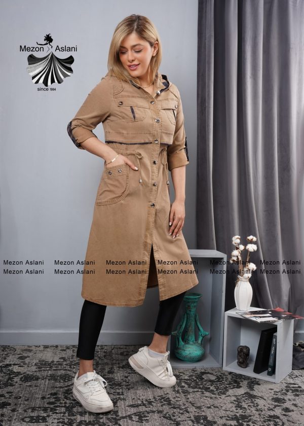 مانتو جین اسپرت کلاه دار - Image 3