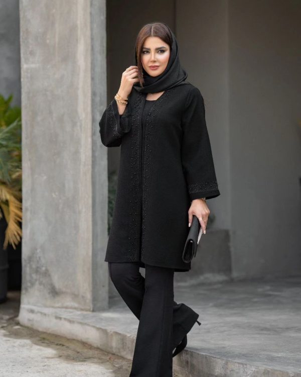 مانتو شانتن یقه هفت مروارید دوزی - Image 3