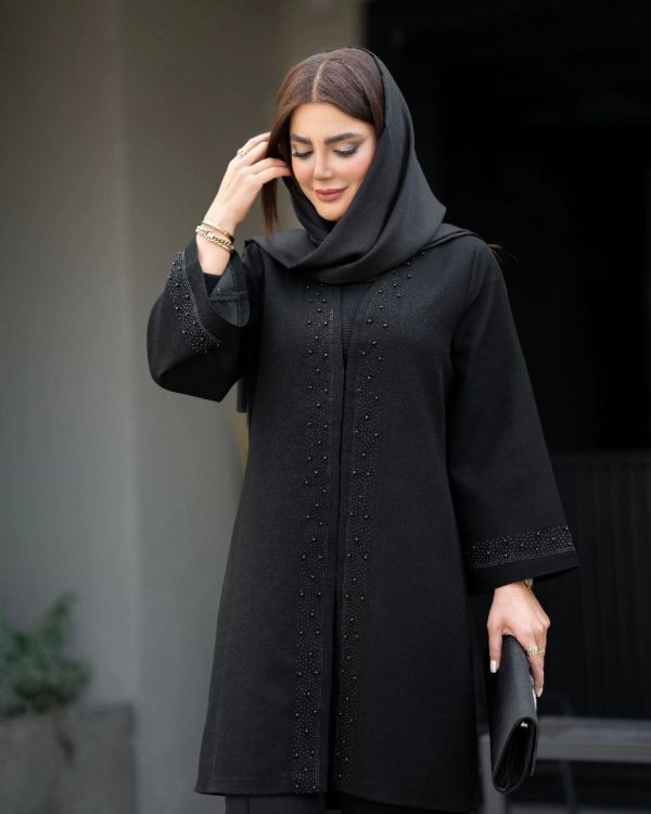 مانتو شانتن یقه هفت مروارید دوزی - Image 2