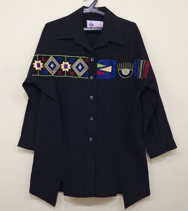 مانتو لنین گلدوزی شسته شده - Image 2