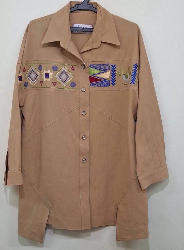 مانتو لنین گلدوزی شسته شده - Image 3