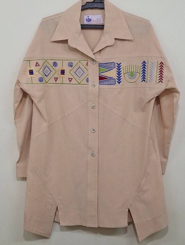 مانتو لنین گلدوزی شسته شده - Image 4