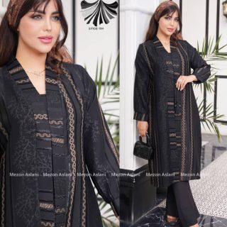 مانتو ژاکارد یقه شالی