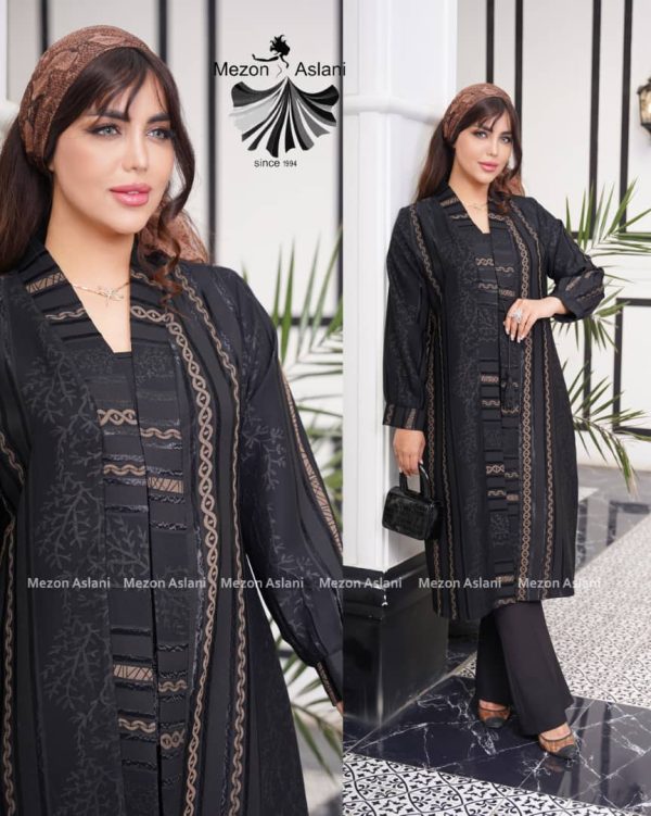 مانتو ژاکارد یقه شالی