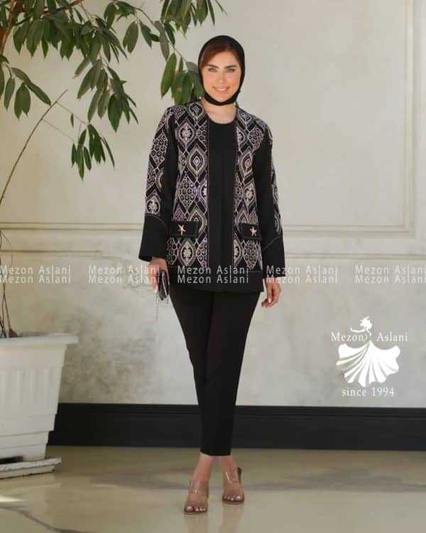 مانتو قلابدوزی ترکیبی مازراتی - Image 2